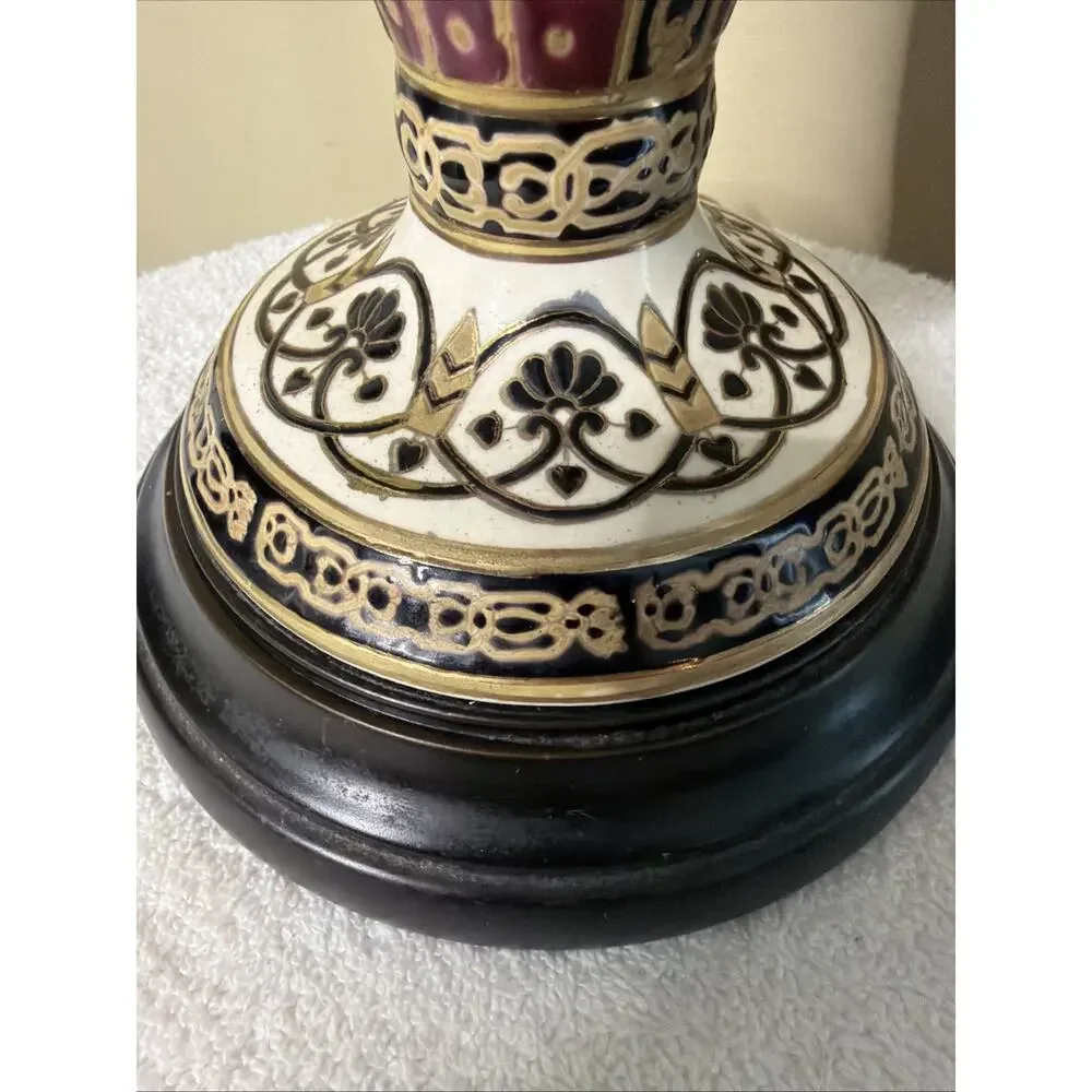 Bombay Co. Chinoiserie Table Lamps Brass Porcelain with Enamel Overlay Gift